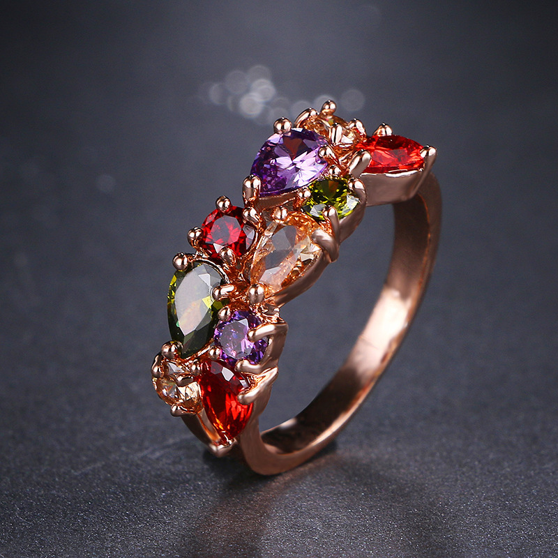Female Rose Color Zircon Gold Ring - Image 5