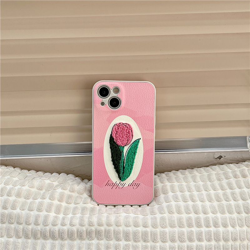 Silicone Embroidered Tulip Phone Case - Image 3