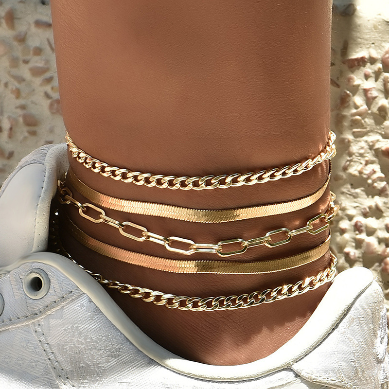 Multi-Layer Metal Chain Anklet Set