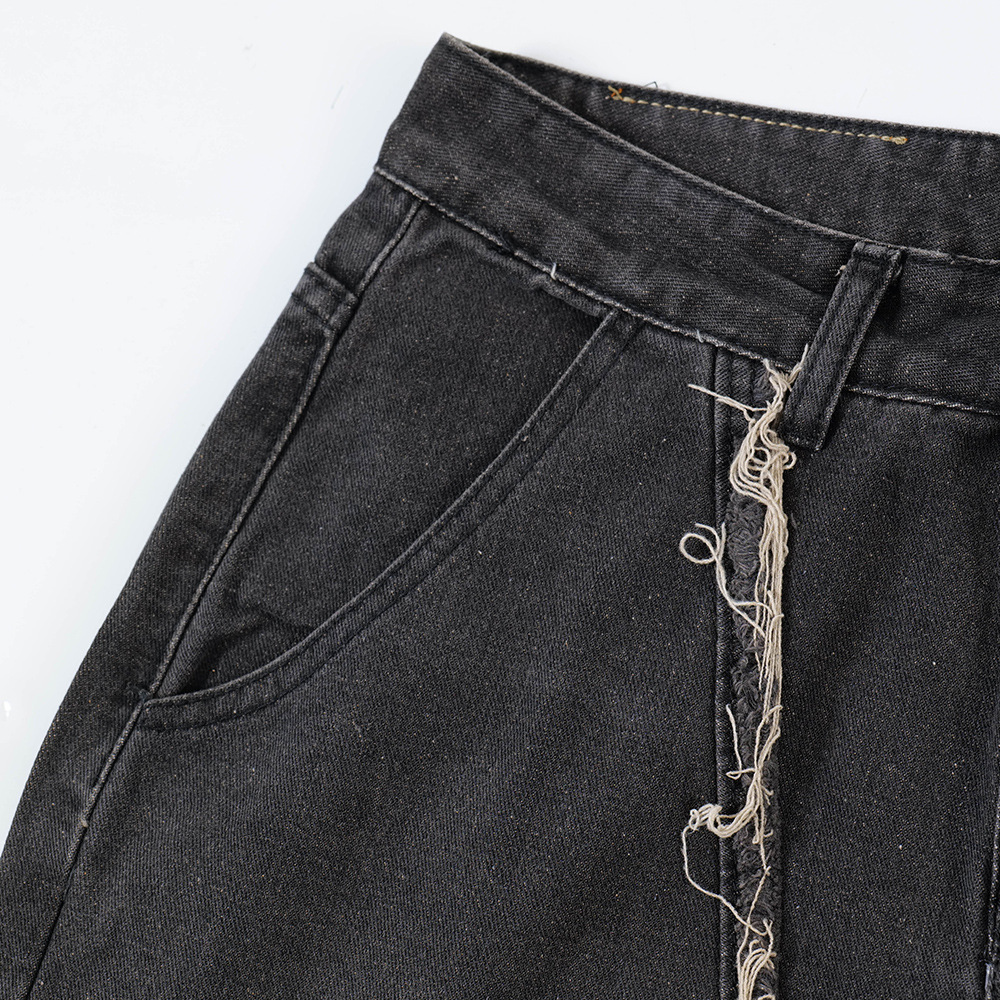 Ripped Wide-legged Denim Trousers For Men - Image 8