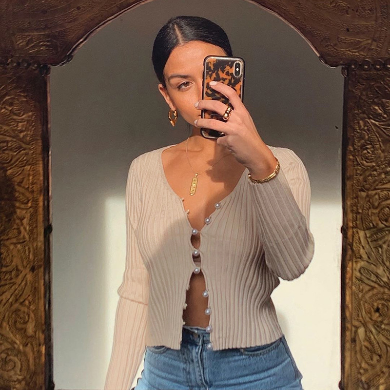 Pearl Button Cardigan Top