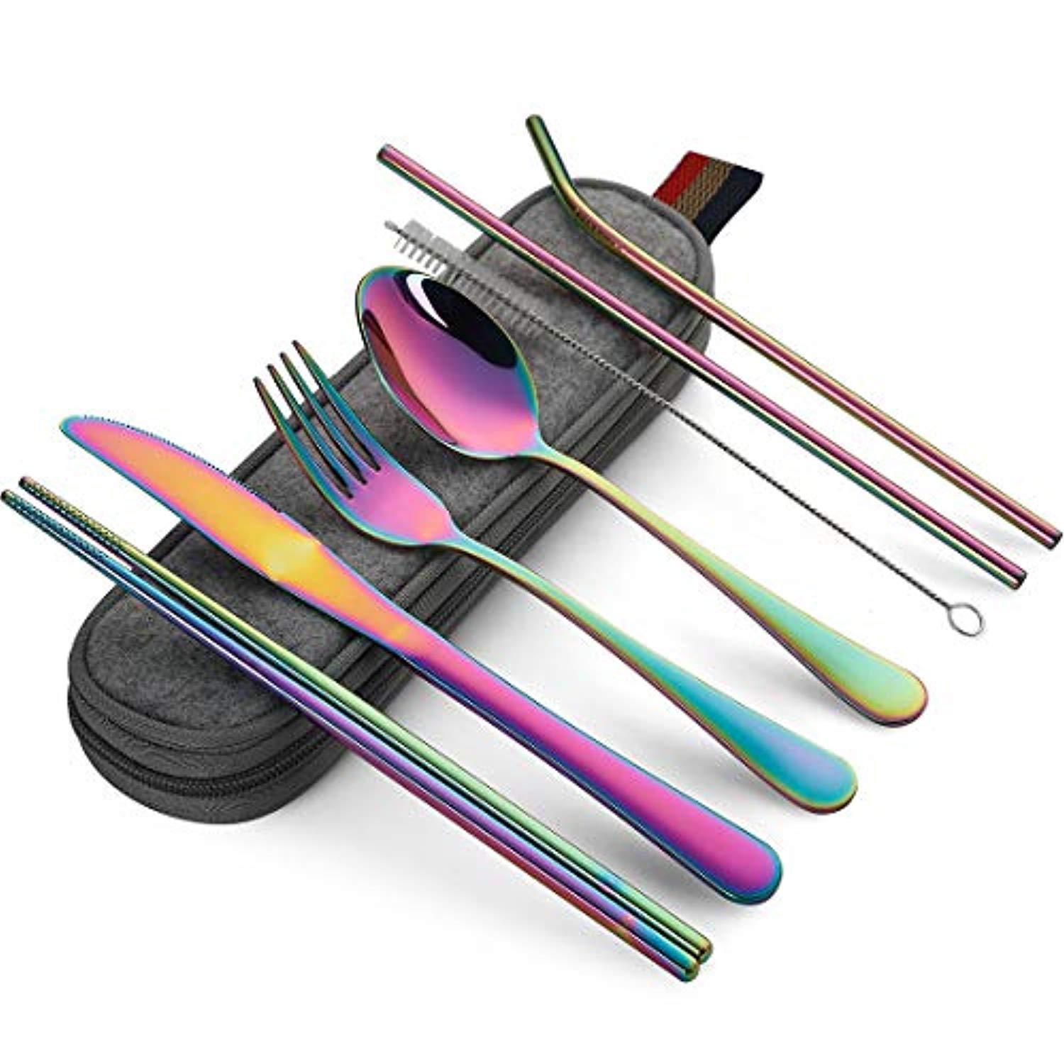 Portable 304 Stainless Steel Titanium-Coated Cutlery - Image 2