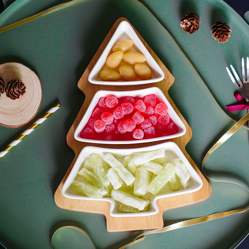 4 Pcs Christmas Tree Ceramic Plates
