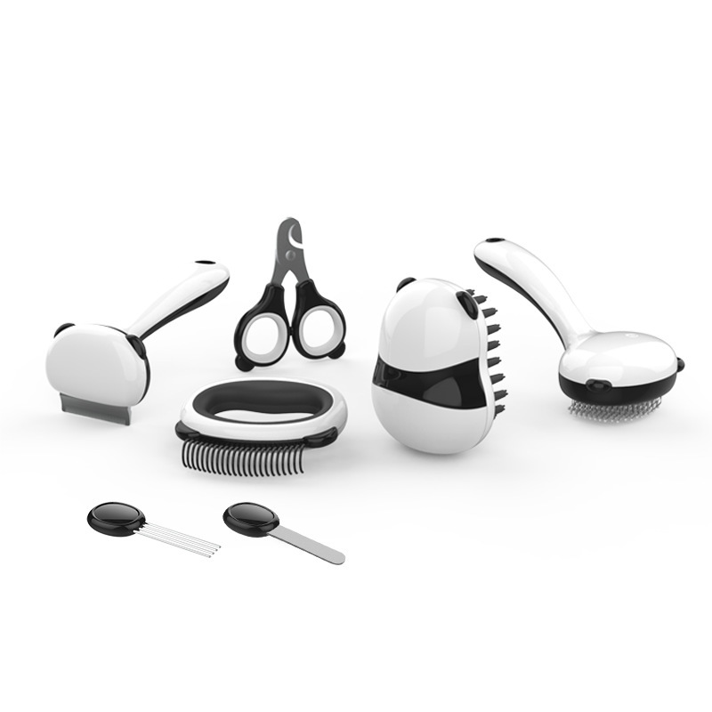 Pet Panda Model Grooming Comb Bathing Brush Set - Image 5