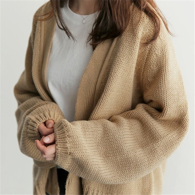 Puffy Woven Cardigan Sweater - Image 2