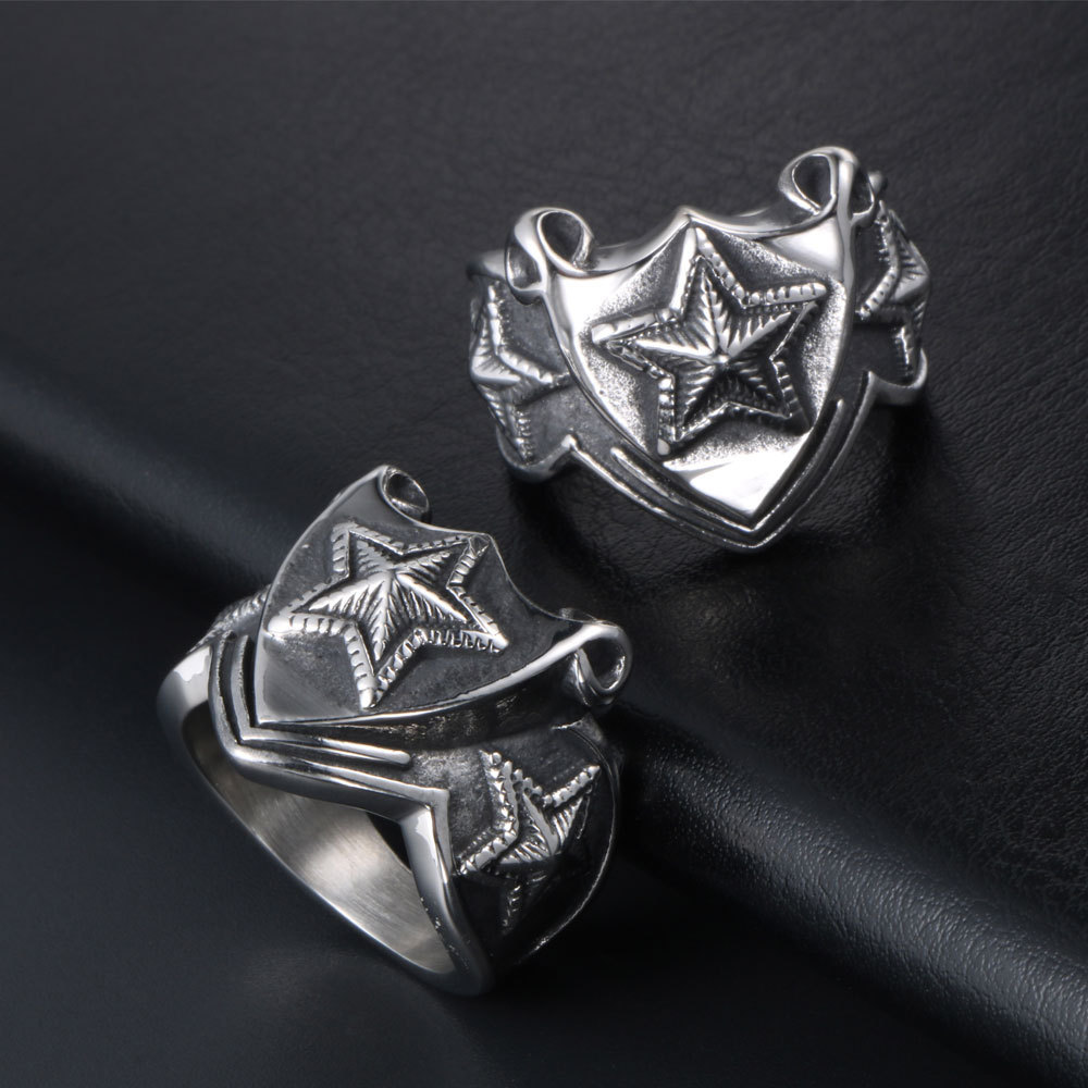 Titanium Steel Jewelry Pentagram Ring