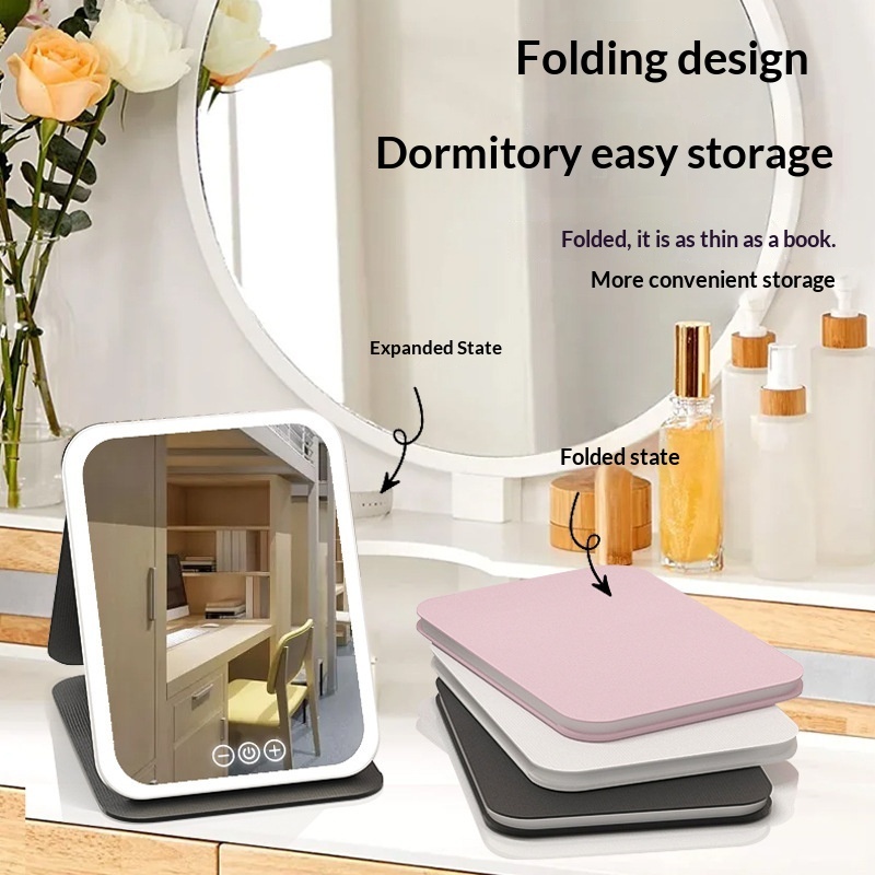 Portable Foldable LED Makeup Mirror With Built-in Lights - Image 2