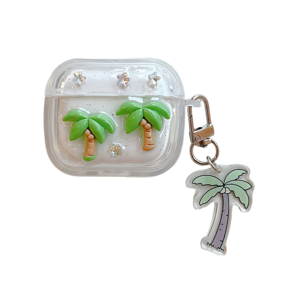 3D Epoxy Coconut Tree Bluetooth Earphone Case - Image 5