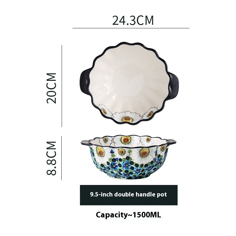 Ceramic Hand-Painted Noodle Bowl Tableware - Image 2