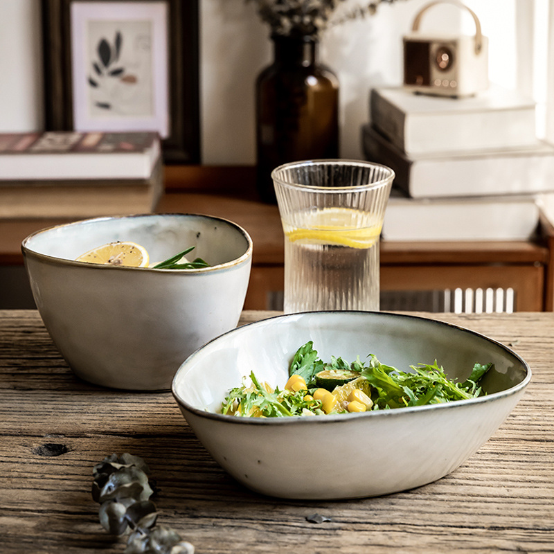 Retro Irregular Flaw Salad Plates - Image 2
