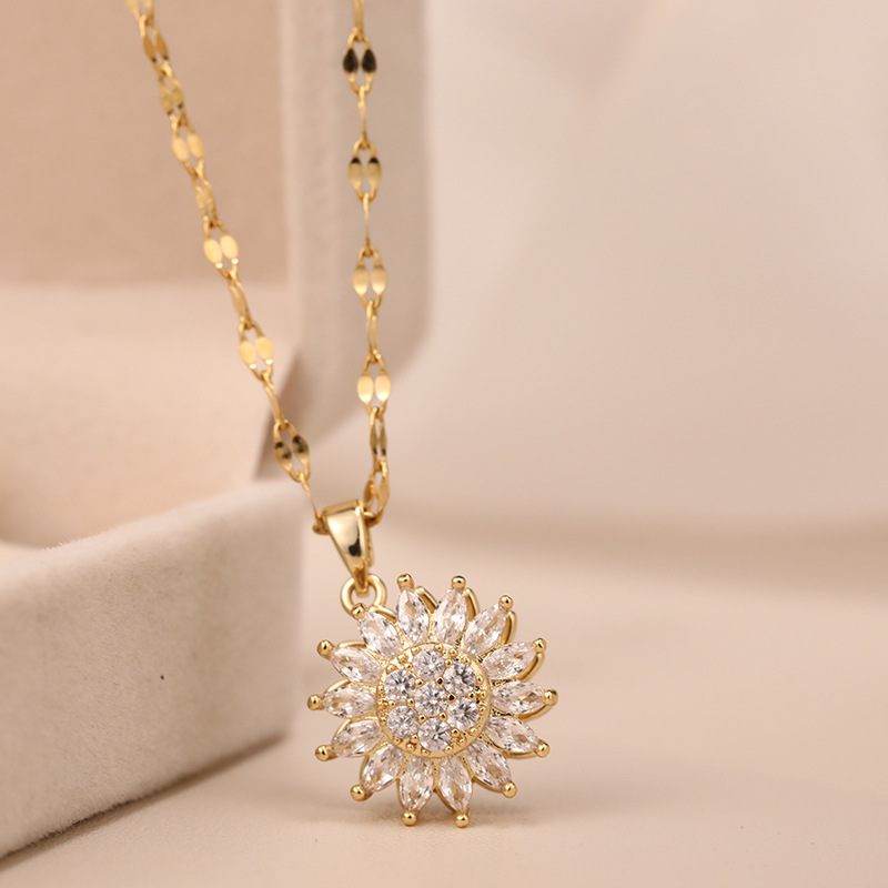 Double-Layer Rotatable Sunflower Necklace - Image 7
