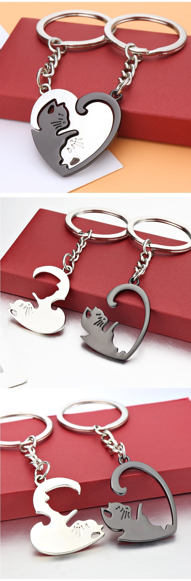 Heart Cat Lovers Keychain Pendant - Image 4