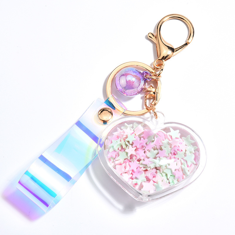 Cute Peach Oiled Love Heart Keychain