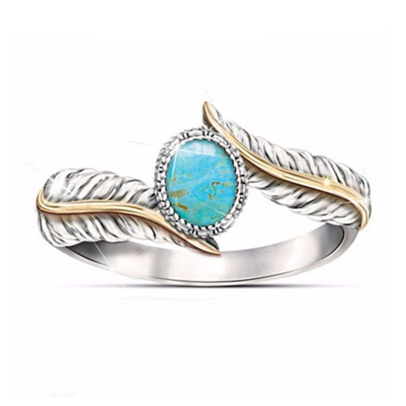 Turquoise Feather Engagement Ring