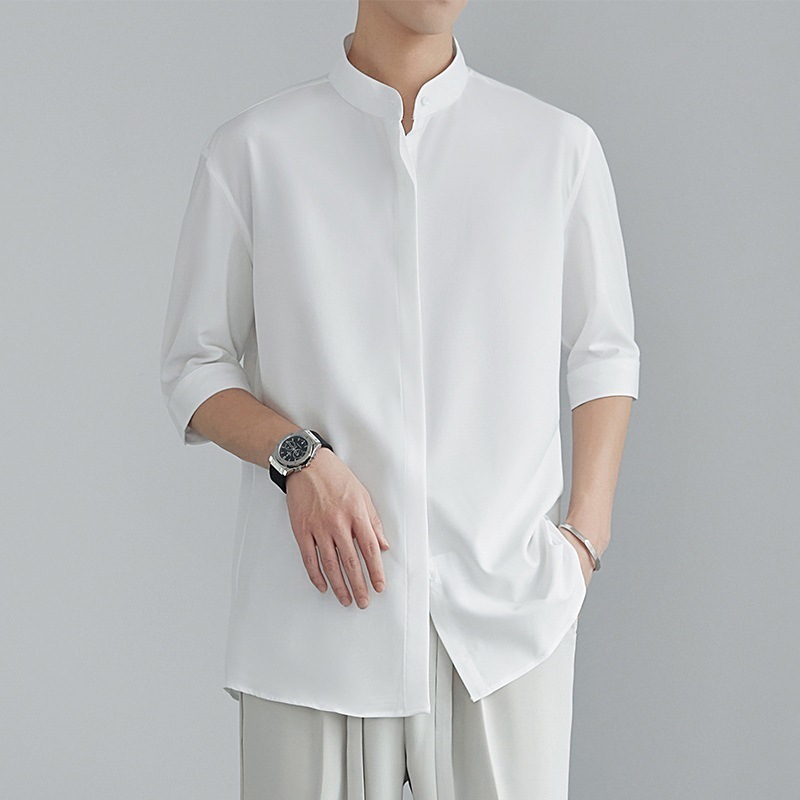 Stand Collar Half Sleeve Shirt