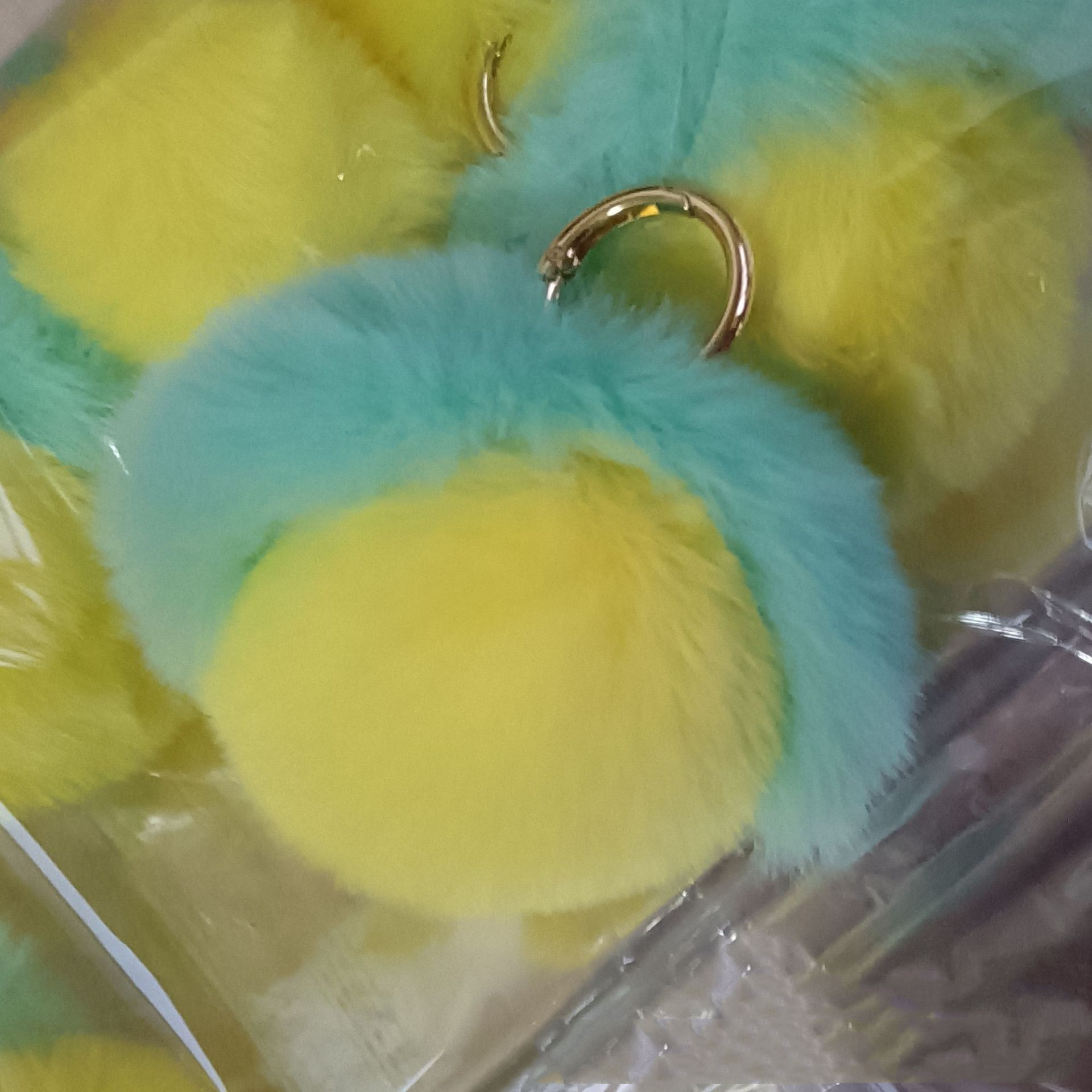 Peach Rabbit Hair Pendant Keychain - Image 8