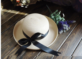Women's Pastoral Bowknot Curly Straw Hat - Image 2