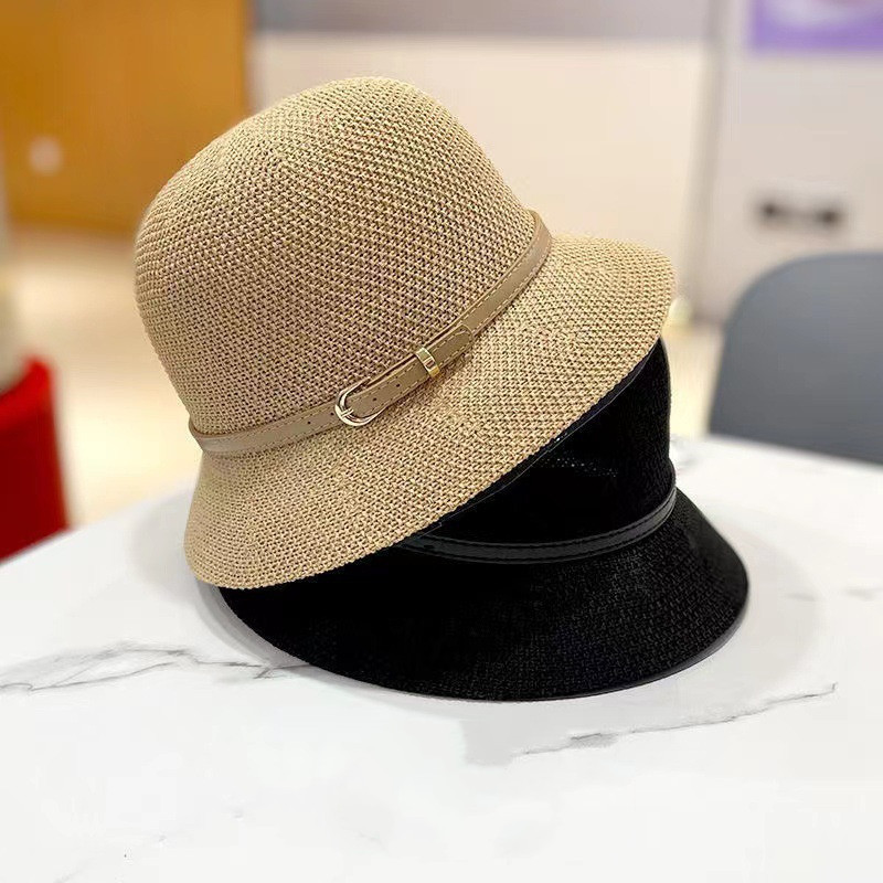 Foldable Western Leather Buckle Bucket Hat