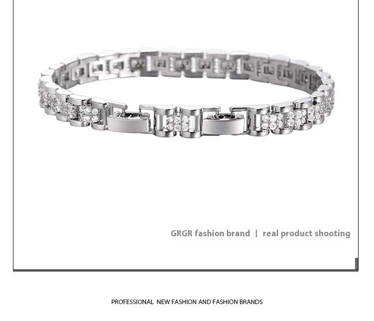 Platinum-Plated Tennis Chain Bracelet For Men - Image 3
