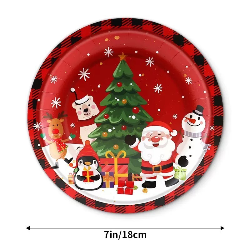Christmas Disposable Paper Cups Tablecloth Set - Image 2