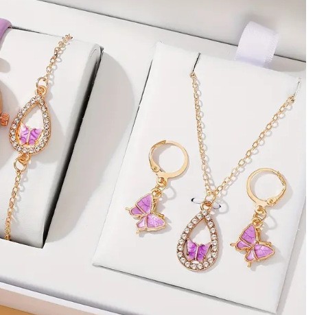 4PCS Luxury Butterfly Drop Oil Necklace Set - Image 10