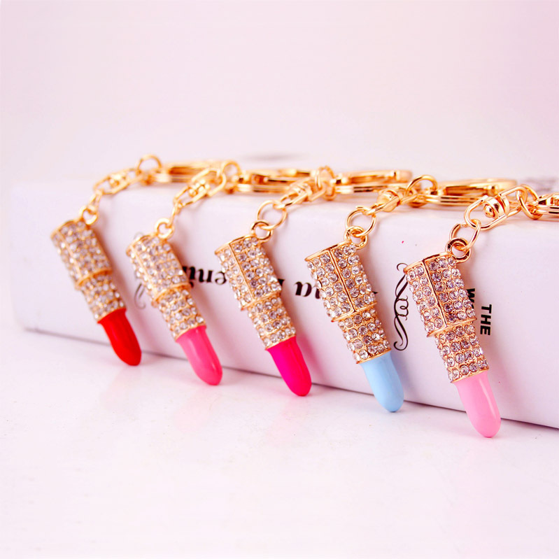 Women's Small Rhinestone Lipstick Keychain - Image 4