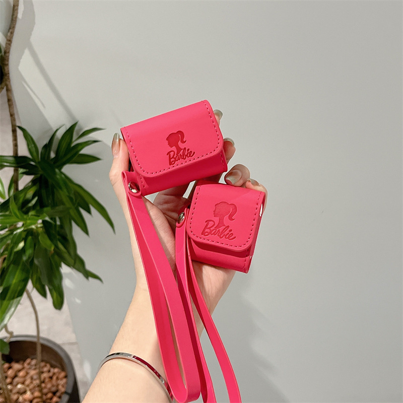 Soft Lanyard Rose Leather Earphone Case