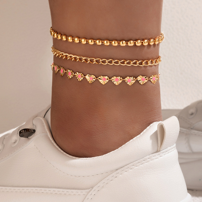 Double Layer Alloy Love Circle Anklet - Image 4