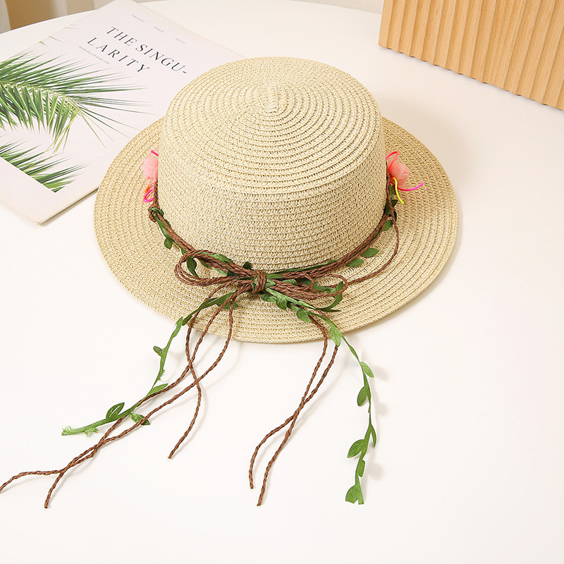 Women's Flat Sun Protection Straw Hat - Image 2