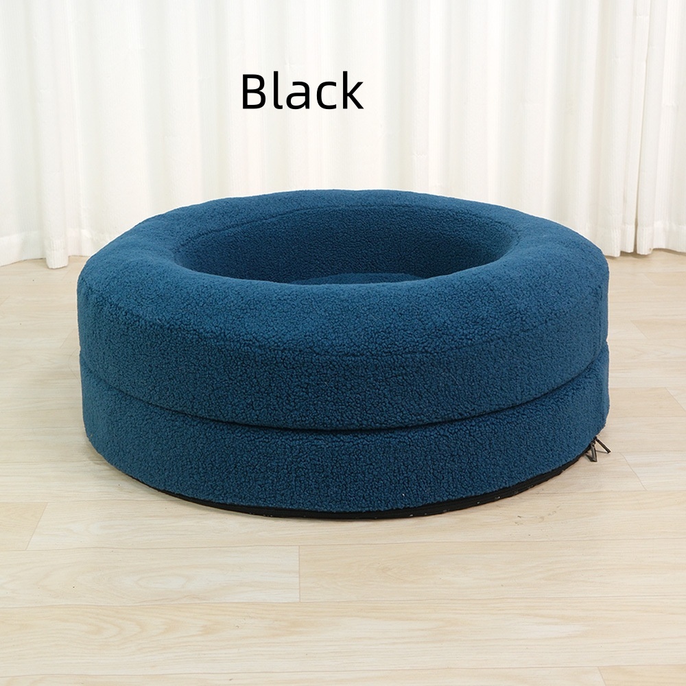 Household Solid Color Leisure Round Cat Bed - Image 2
