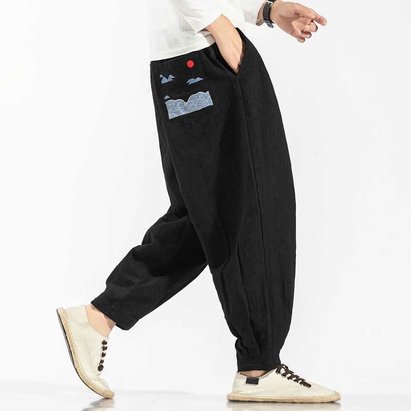 Retro Embroidery Chinese Style Men Trousers - Image 4