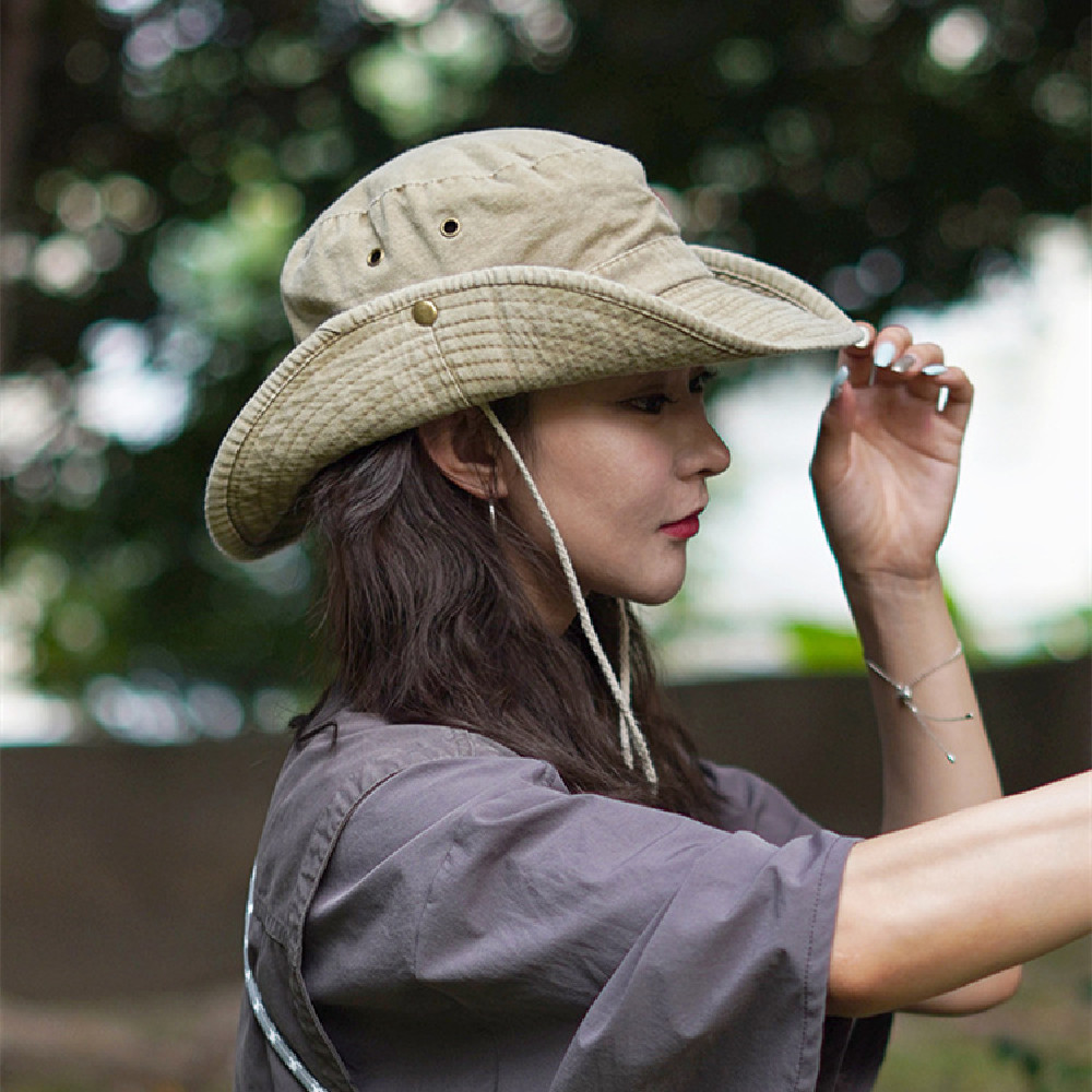 Drawstring Flanging Breathable Cowgirl Hat
