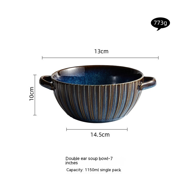 Ceramic Kiln Baked Starry Sky Rice Bowls And Plate - Image 5