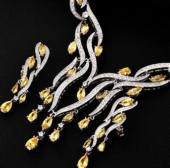 Crystal Zircon Tassel Pendant Set - Image 2