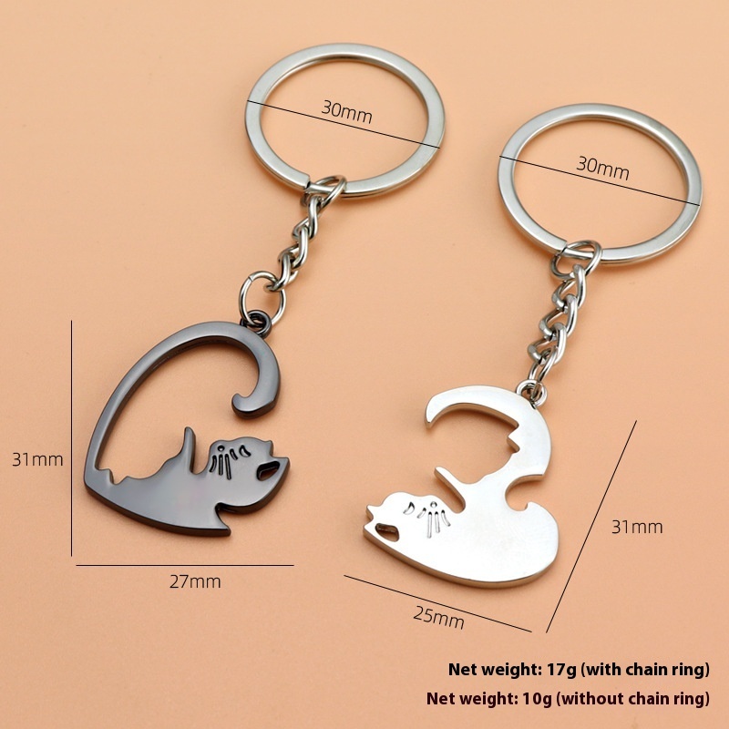 Heart Cat Lovers Keychain Pendant - Image 6