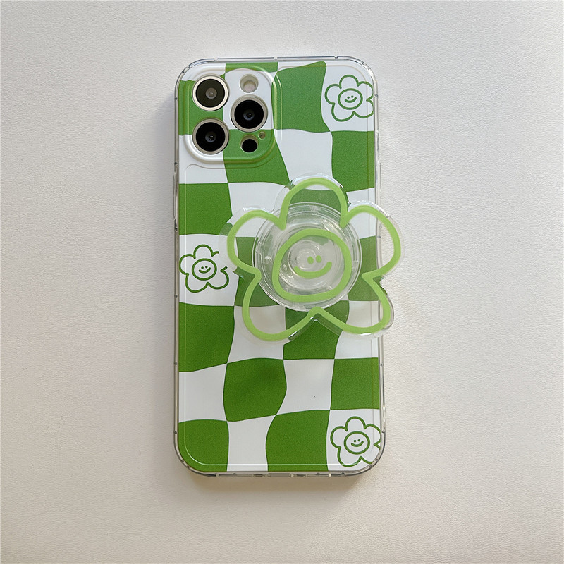 Plaid Smiley Flower Stand Phone Case - Image 2