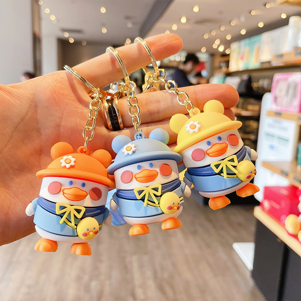 Cute Duck Backpack Dripping Glue Keychain