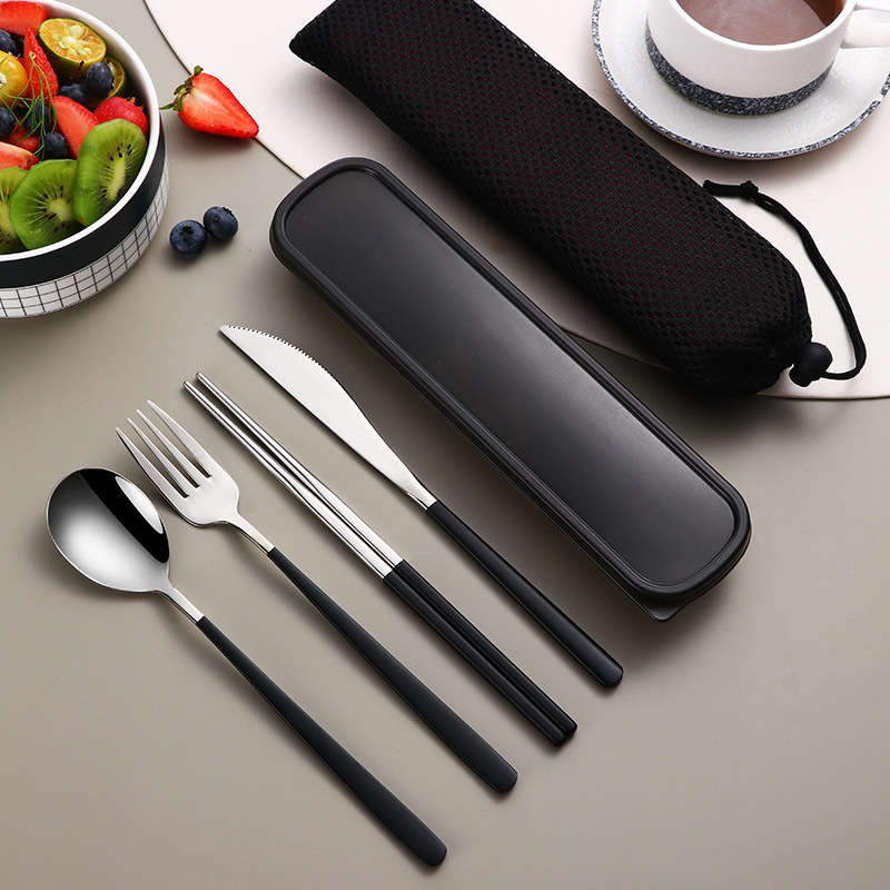 Portable 304 Gold Cutlery Sets with Case - Image 6