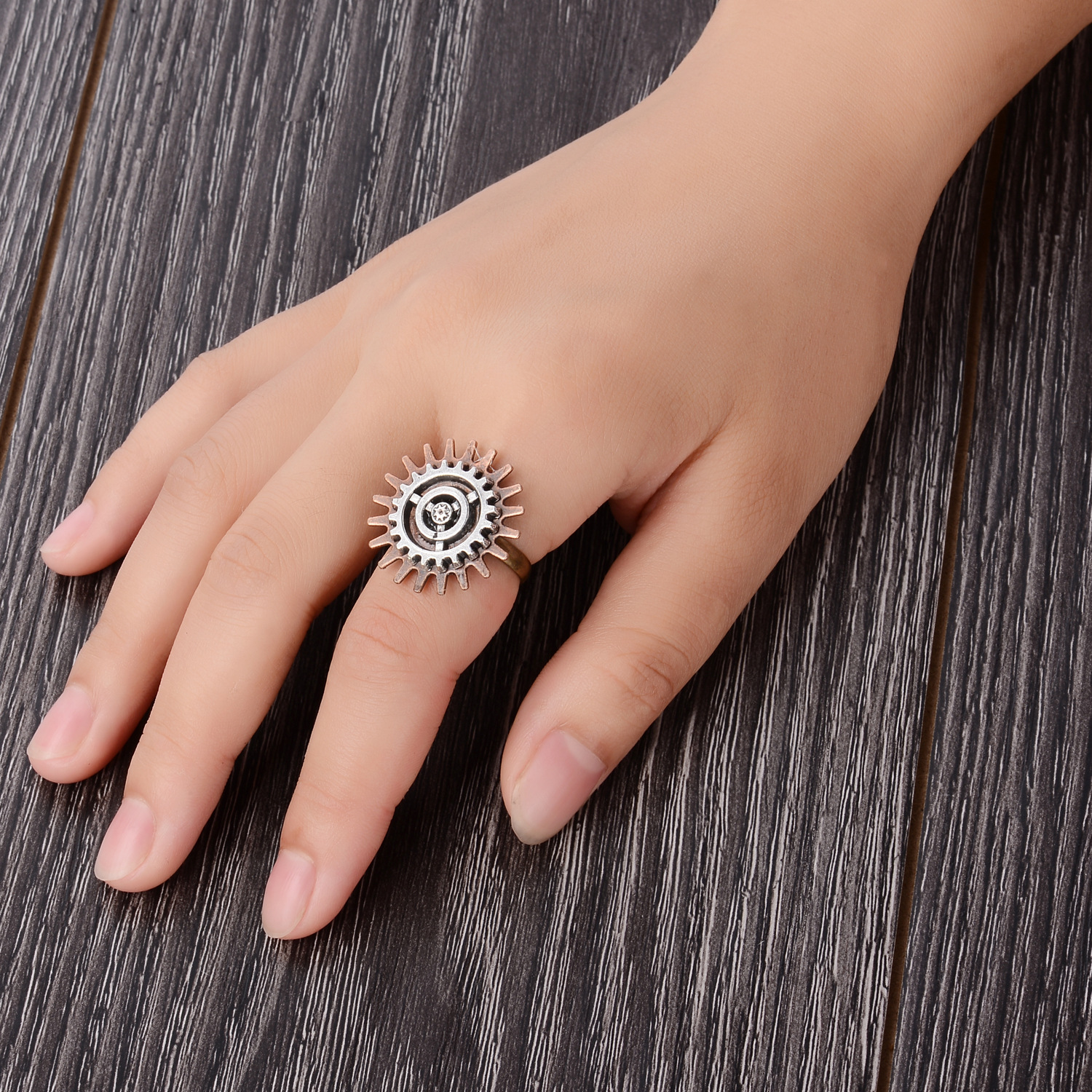 Retro Steampunk 3 Gear Ring