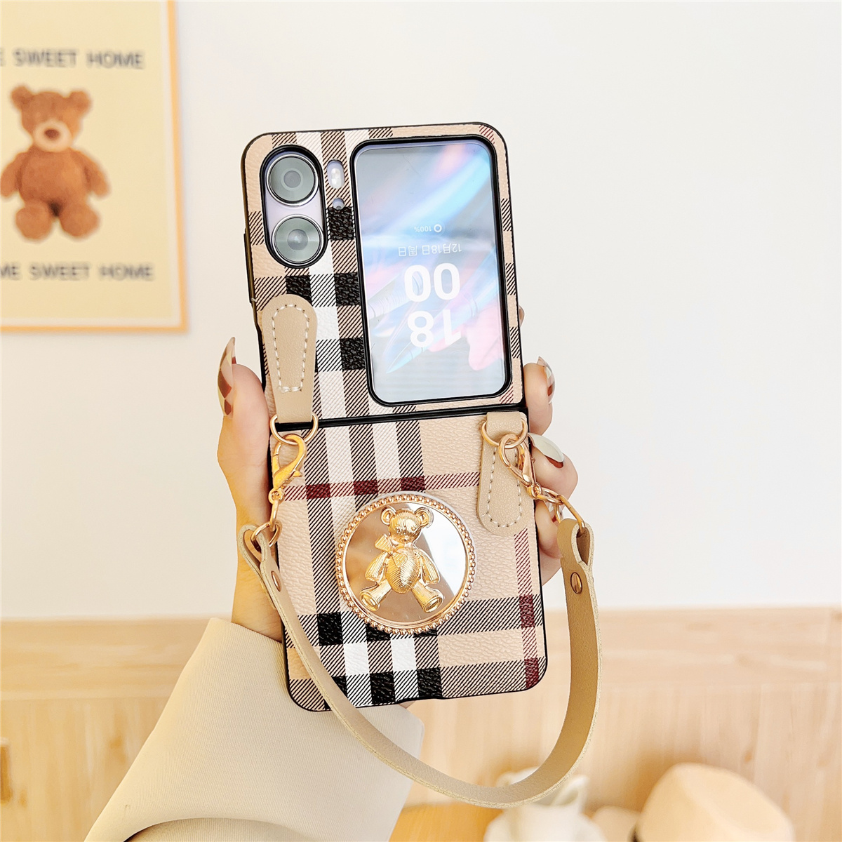 Leather Brown Stripe Phone Case - Image 5