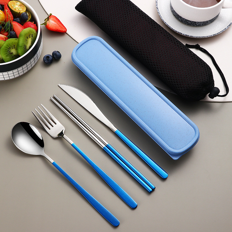Portable 304 Gold Cutlery Sets with Case - Image 7