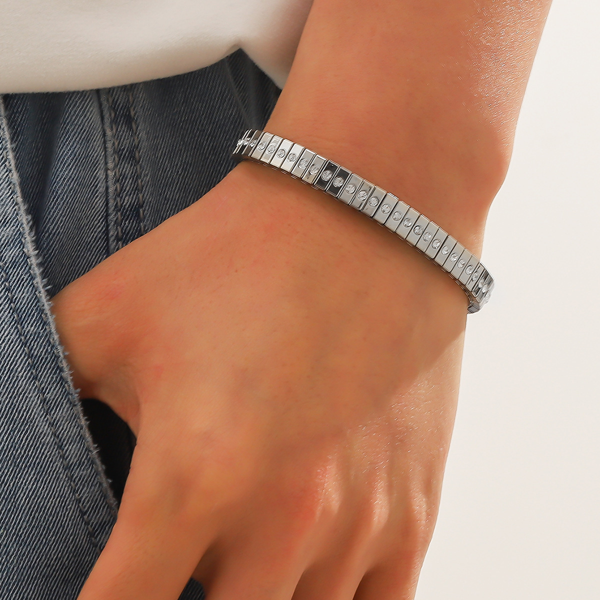 Cold Stainless Steel Diamond Bracelet For Men - Image 8