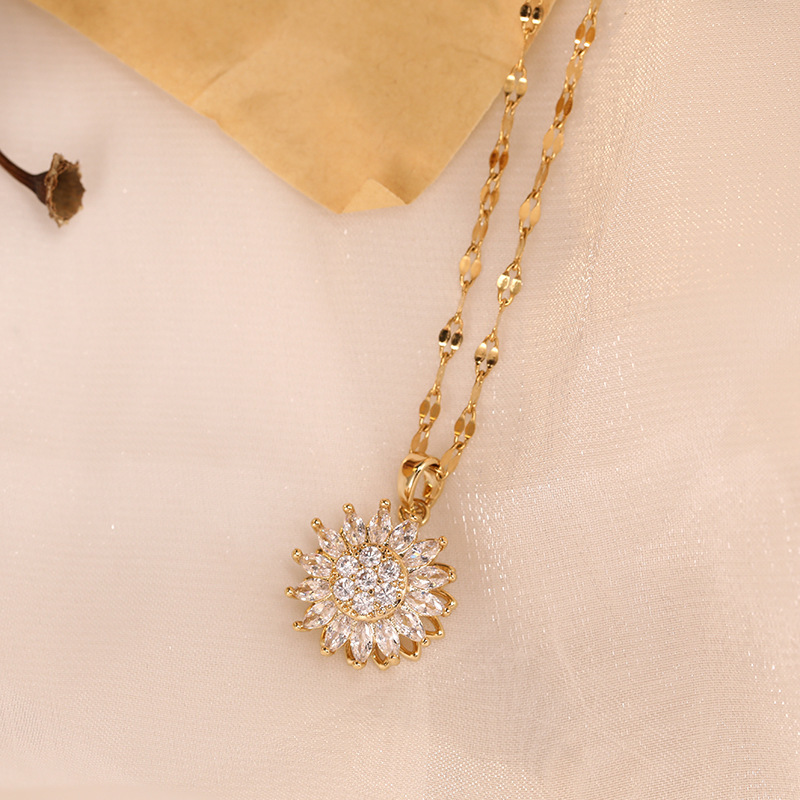 Double-Layer Rotatable Sunflower Necklace - Image 5