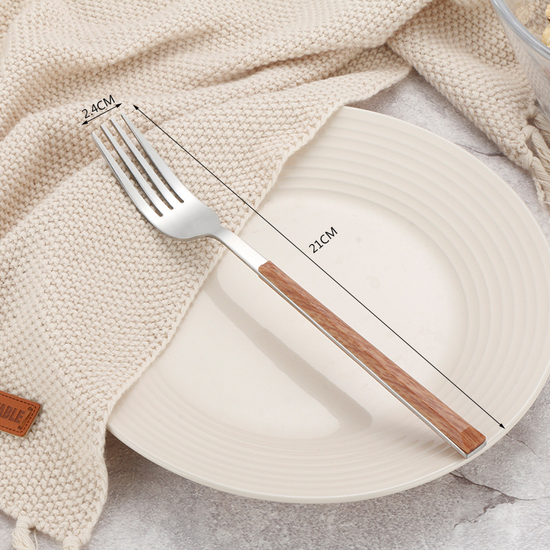 Stainless Steel Imitation Wooden Handle Cutlery Set - Image 7