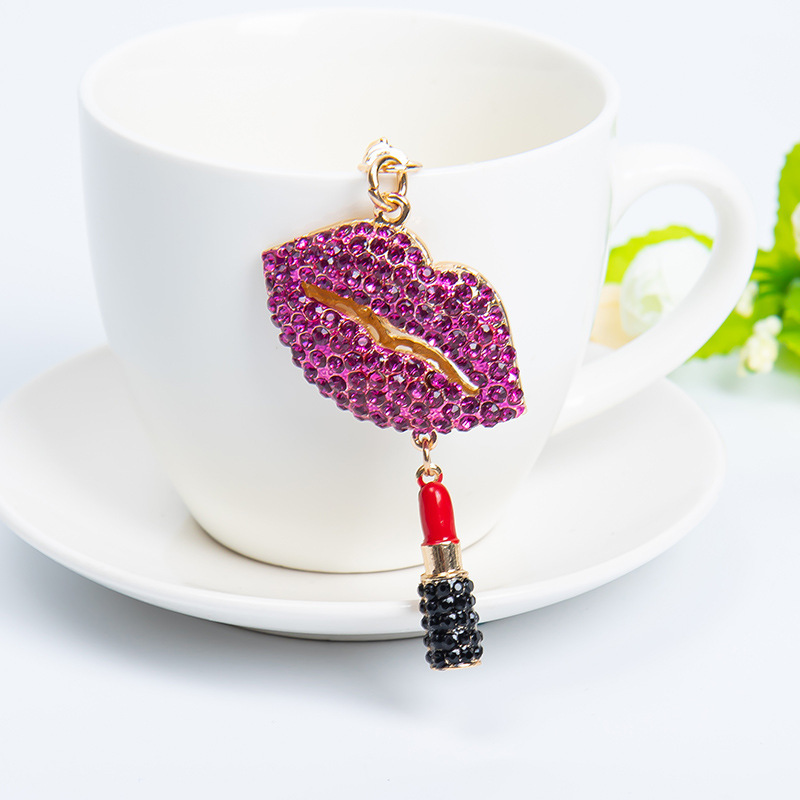 Fashion Diamond Red Lip Keychain - Image 2