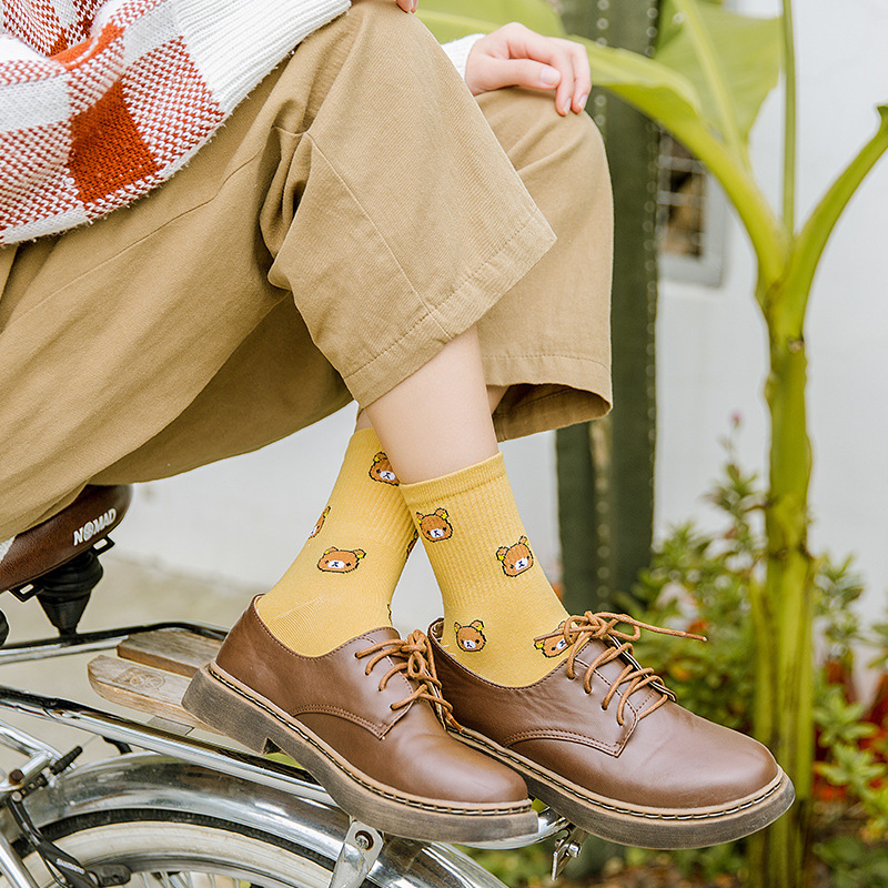Cartoon Bear Women Tube Socks