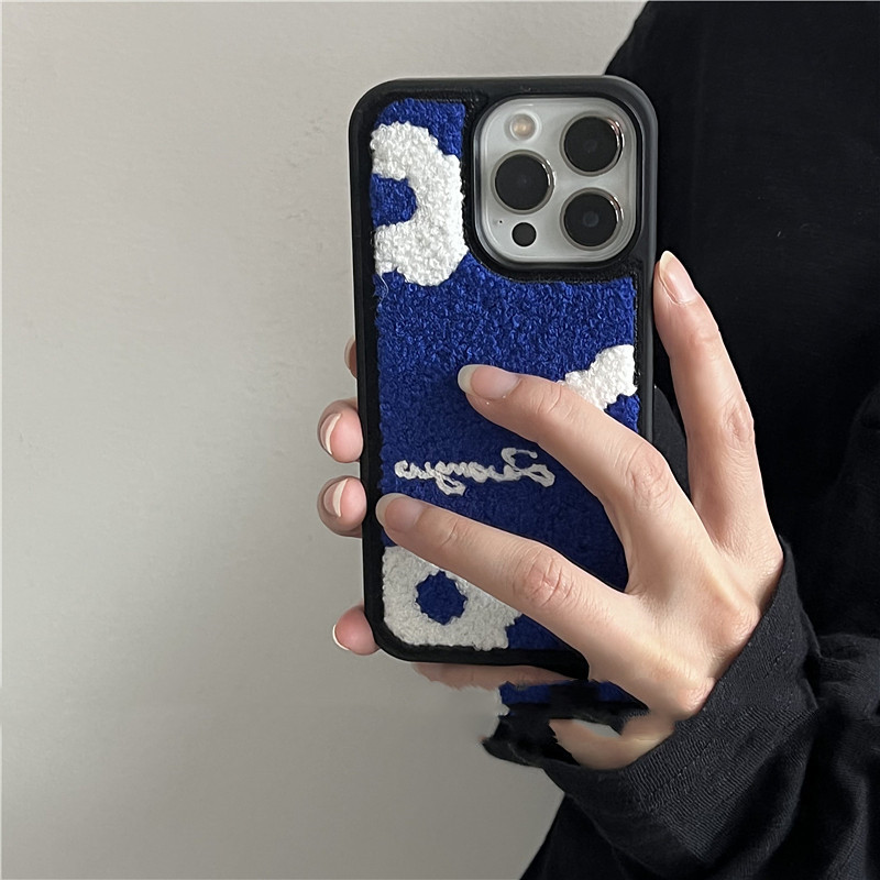 Klein Blue Flower Plush Phone Case - Image 4