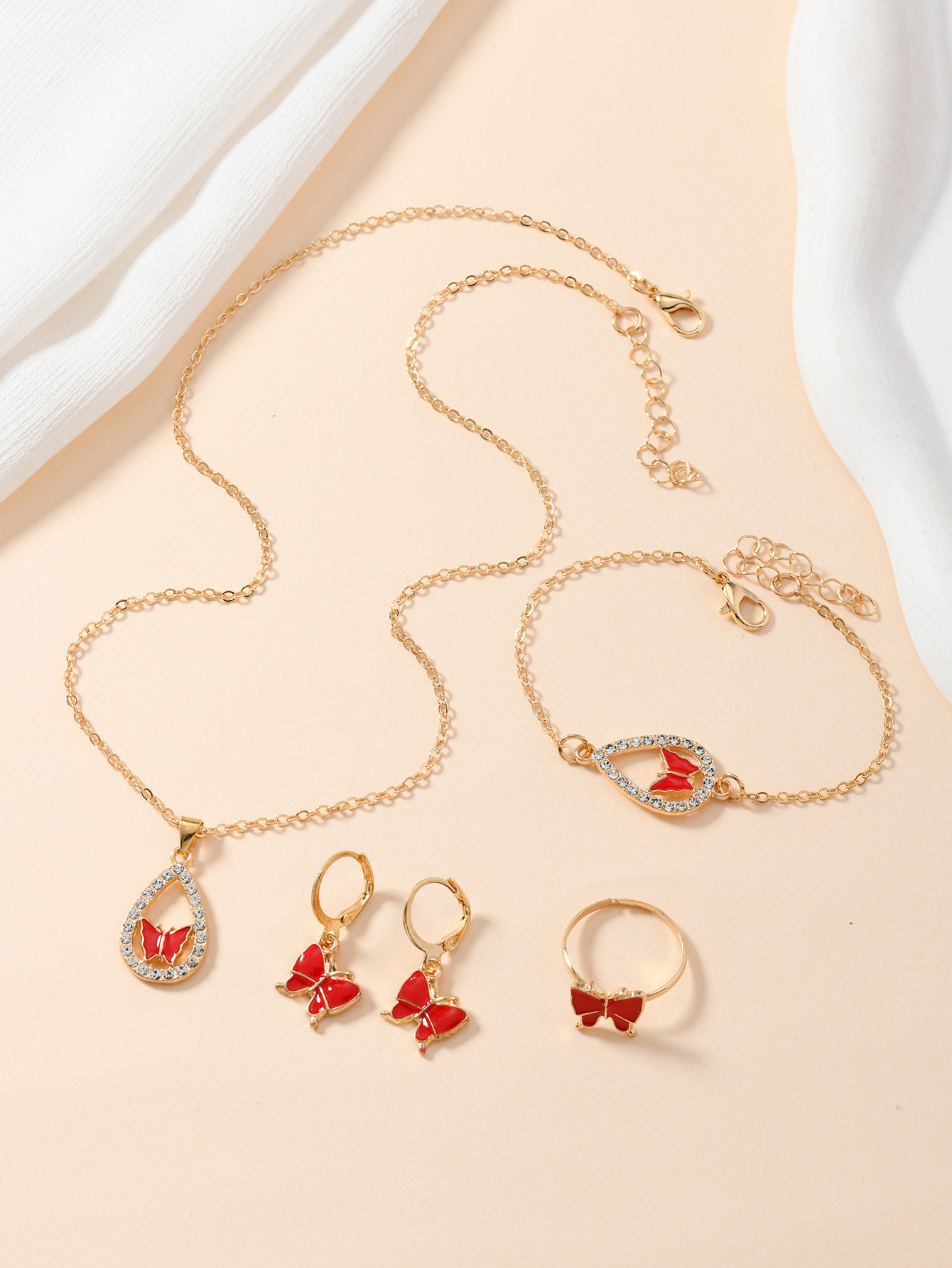 4PCS Luxury Butterfly Drop Oil Necklace Set - Image 3