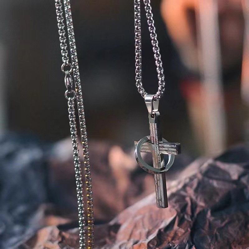 Fashion Cross Scripture Ring Necklace - Image 3