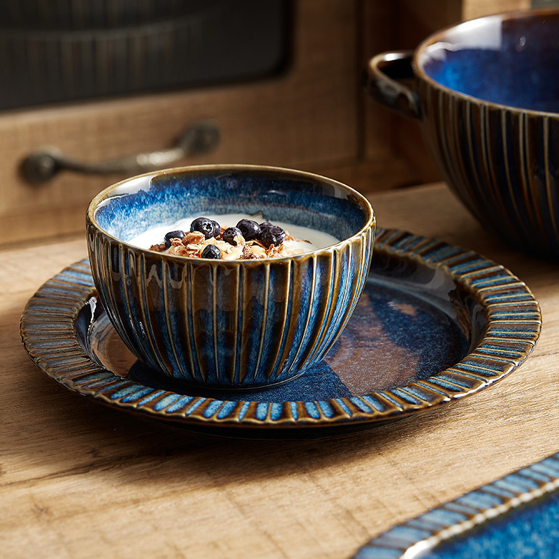 Ceramic Kiln Baked Starry Sky Rice Bowls And Plate - Image 3
